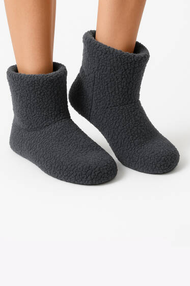 Peluş Ev Patiği Füme - Babet / Patik Çorap
