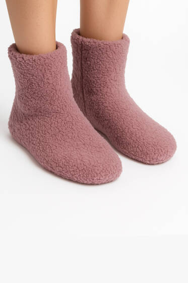 Peluş Ev Patiği Gül Kurusu - Babet / Patik Çorap