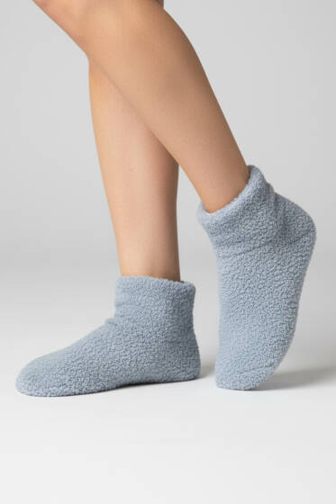 Peluş Ev Patiği Mavi - Babet / Patik Çorap