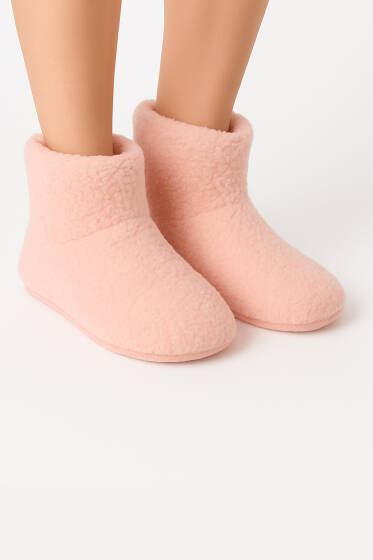 Peluş Ev Patiği Pudra - Babet / Patik Çorap