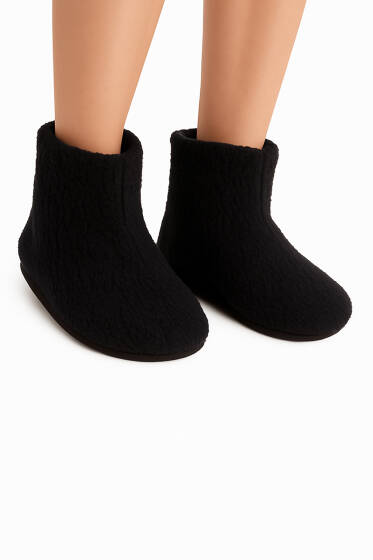 Peluş Ev Patiği Siyah - Babet / Patik Çorap