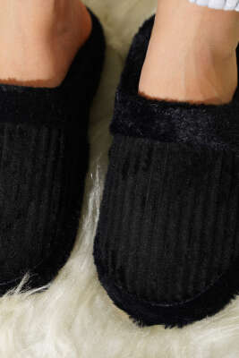 Peluş Kadın Terlik Siyah - Terlik