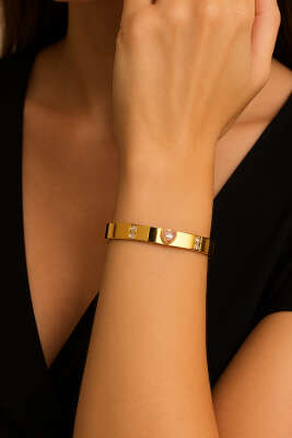 Pembe Kalp Detaylı Bileklik - DEMİR BİJUTERİ