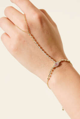 Pembe Taşlı Su Yolu Şahmeran Gold - KONYALI BİJUTERİ