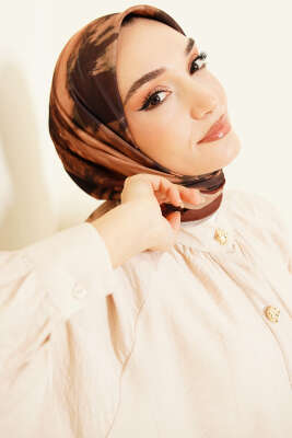 Penç Desen Lina Eşarp Kahve - Başörtüsü