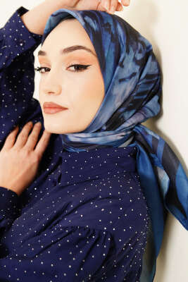 Penç Desen Lina Eşarp Lacivert - MODA KAŞMİR