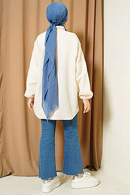 Penguen Nakışlı Müslin Gömlek Bej - Gömlek