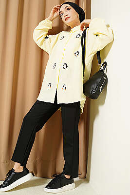 Penguen Nakışlı Müslin Gömlek Sarı - Gömlek