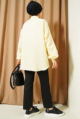 Penguen Nakışlı Müslin Gömlek Sarı - Gömlek