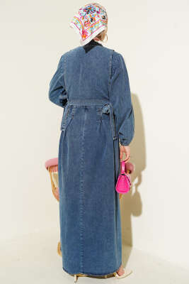 Pens Detaylı Yelekli Kot Elbise Kot Mavisi - Elbise