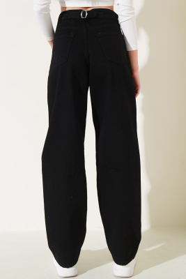 Pensli Bol Paça Kot Pantolon Siyah - Kadın Giyim Modelleri