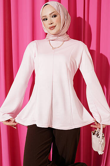Pensli Çapraz İp Bağlamalı Tunik Pembe - Tunik