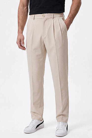 Pensli Erkek Baggy Erkek Kumaş Pantolon Bej - Erkek Pantolon