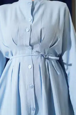 Pensli İp Detaylı Tunik Bebe Mavi - Tunik