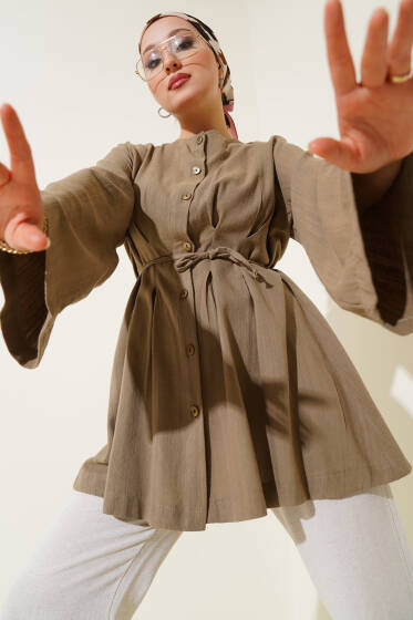 Pensli İp Detaylı Tunik Nefti - Tunik