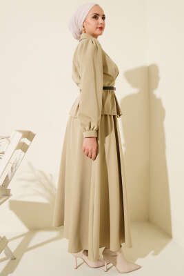 Pensli Kemerli Etekli İkili Takım Çağla Yeşili - İkili Takım