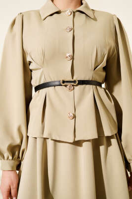 Pensli Kemerli Etekli İkili Takım Çağla Yeşili - İkili Takım