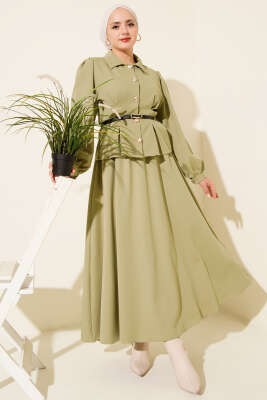 Pensli Kemerli Etekli İkili Takım Çağla Yeşili