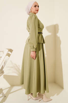 Pensli Kemerli Etekli İkili Takım Çağla Yeşili - İkili Takım