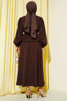 Pensli Kemerli Etekli İkili Takım Kahve - İkili Takım