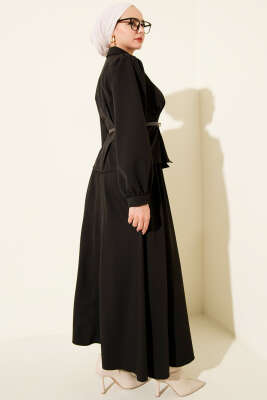 Pensli Kemerli Etekli İkili Takım Siyah - İkili Takım