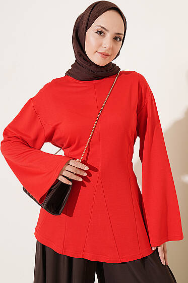 Pensli Yandan Bağlamalı Tunik Kırmızı - Tunik