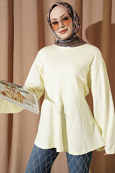 Pensli Yandan Bağlamalı Tunik Sarı - Tunik
