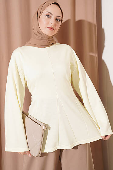 Pensli Yandan Bağlamalı Tunik Sarı - Tunik