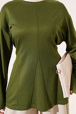 Pensli Yandan Bağlamalı Tunik Yeşil - Tunik
