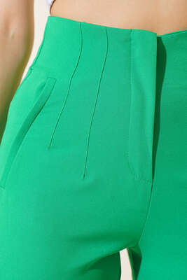 Pensli Yüksek Bel Pantolon Yeşil - Kadın Giyim Modelleri