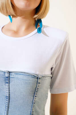 Penye Garnili Kot Elbise Buz Mavisi - Kadın Giyim Modelleri