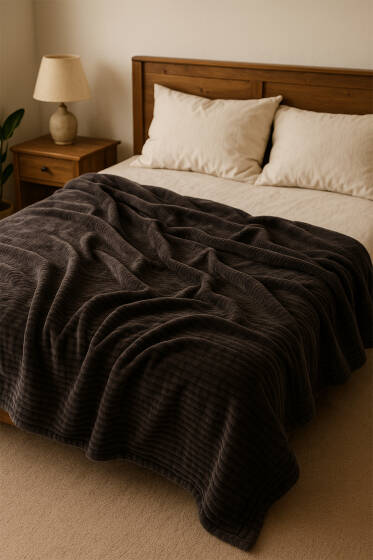 Çift Kişilik Polar Battaniye Füme - Battaniye