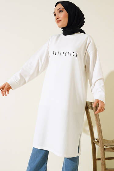 Perfection Baskılı Tunik Ekru - Tunik