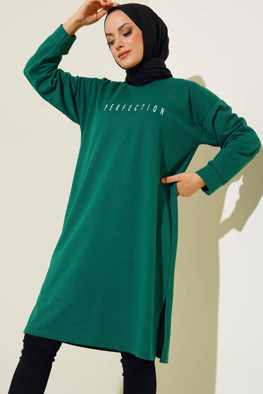 Perfection Baskılı Tunik Zümrüt Yeşili - Tunik