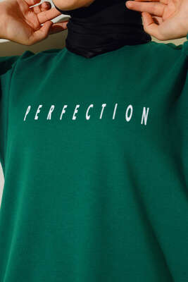 Perfection Baskılı Tunik Zümrüt Yeşili - Thumbnail