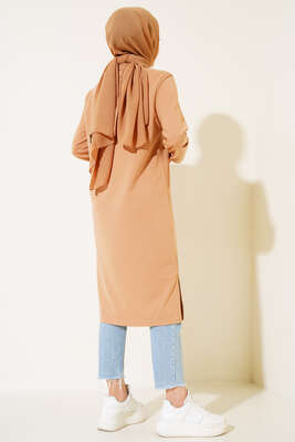 Perfection Baskılı Uzun Tunik Camel - Tunik