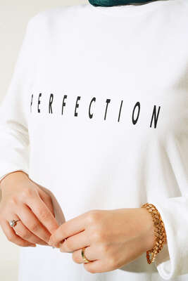 Perfection Baskılı Uzun Tunik Ekru - Tunik
