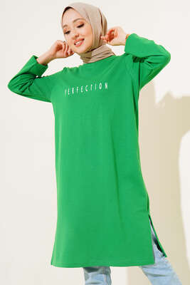 Perfection Baskılı Uzun Tunik Yeşil - Tunik