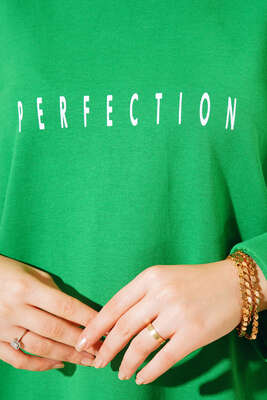 Perfection Baskılı Uzun Tunik Yeşil - Tunik