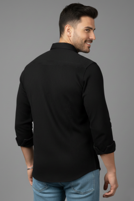 Petek Desenli Erkek Gömlek Siyah - Erkek Gömlek