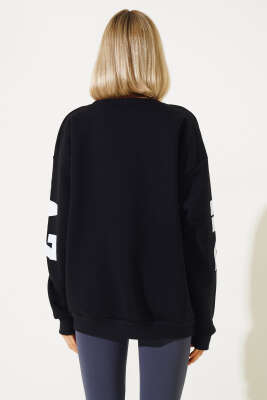 Phoenixaz Baskılı Şardonlu Sweatshirt Siyah - Kadın Giyim Modelleri