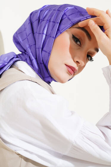 Picasso Kumlu Jakar Eşarp Lavanta - Başörtüsü