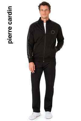  Pierre Cardin Yaka Yazılı Erkek Eşofman Takımı Siyah 