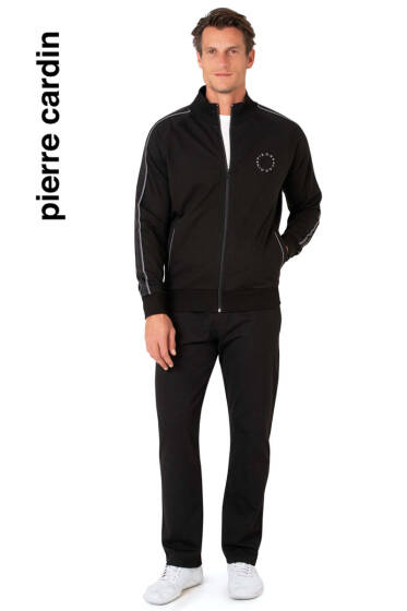  Pierre Cardin Yaka Yazılı Erkek Eşofman Takımı Siyah - ERKEK İKİLİ TAKIM