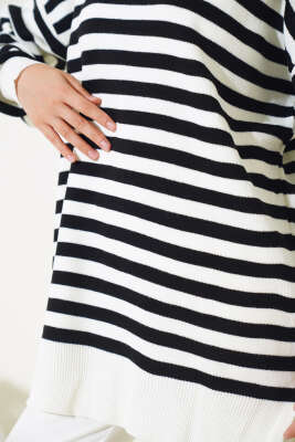 Pike Çizgili Triko Tunik Kemik - Triko Tunik