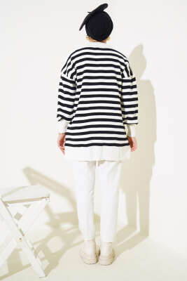 Pike Çizgili Triko Tunik Kemik - Triko Tunik