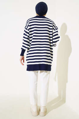 Pike Çizgili Triko Tunik Lacivert - Triko Tunik