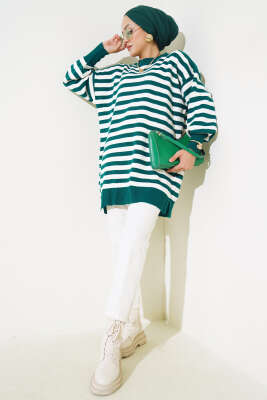 Pike Çizgili Triko Tunik Nefti - Triko Tunik