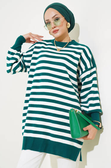 Pike Çizgili Triko Tunik Nefti - Tunik