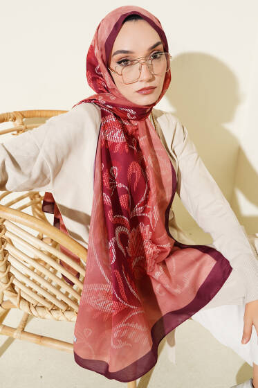 Piksel Paisley Desen Şal Kiremit - Başörtüsü